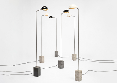 David Weeks Studio, Cement Standing Lamps, Shell Shades